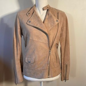 Tan Suede Abercrombie + Fitch Biker Jacket
